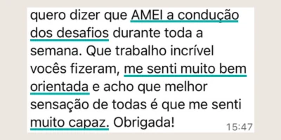 Depoimento de participante do desafio