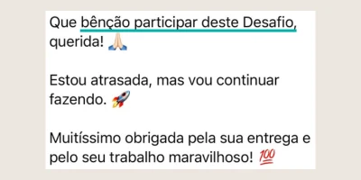 Depoimento de participante do desafio
