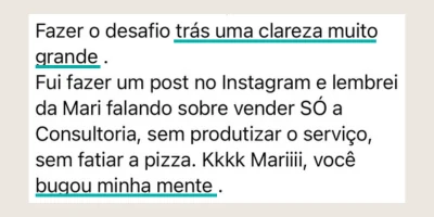 Depoimento de participante do desafio